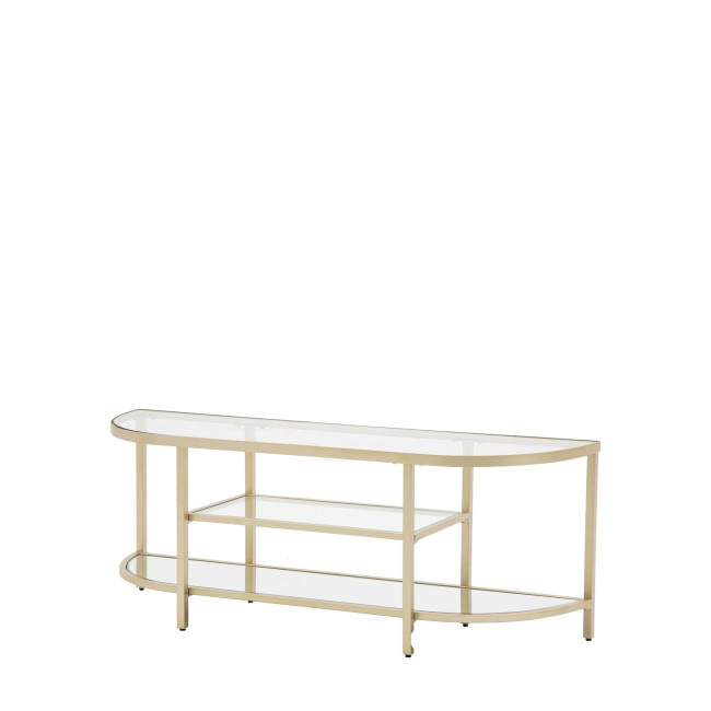 Small Gold Glass TV Stand with Shelves - TV's up to 50" - Hudson