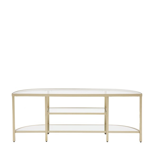 Small Gold Glass TV Stand with Shelves - TV's up to 50" - Hudson