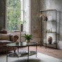 Tall Glass Bronze Open Bookcase - Hudson