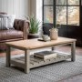 Rectangular Green Wooden Coffee Table with Storage - Eton