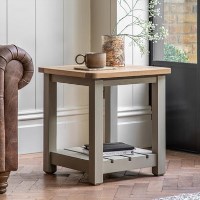 Square Green Wooden Side Table with Storage - Eton