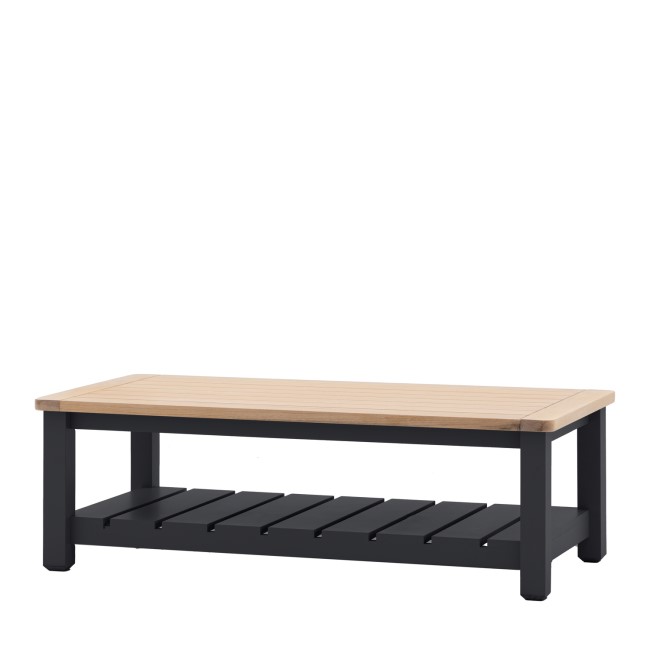 Rectangular Blue Wooden Coffee Table with Storage - Eton