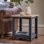 Square Blue Wooden Side Table with Storage - Eton