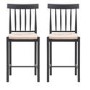 Eton Set of 2 Solid Oak Bar Stools with Woven Seats Navy - Caspian House