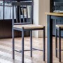 Eton Set of 2 Solid Oak Bar Stools with Woven Seats Navy - Caspian House