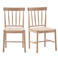 Set of 2 Natural Dining Chairs - Eton - Caspian House