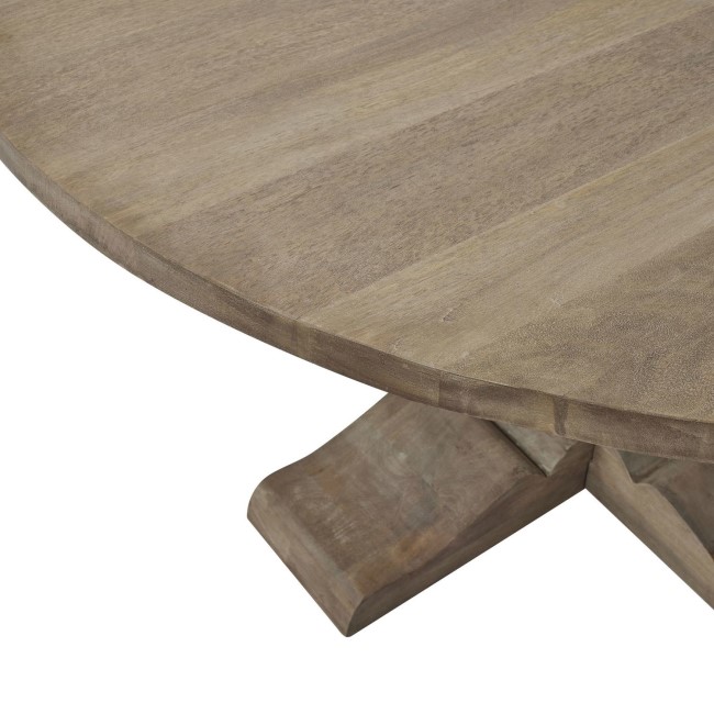 Solid Mango Wood Round Pedestal Dining Table - Seats 6 - Copgrove