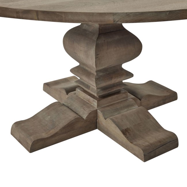 Solid Mango Wood Round Pedestal Dining Table - Seats 6 - Copgrove