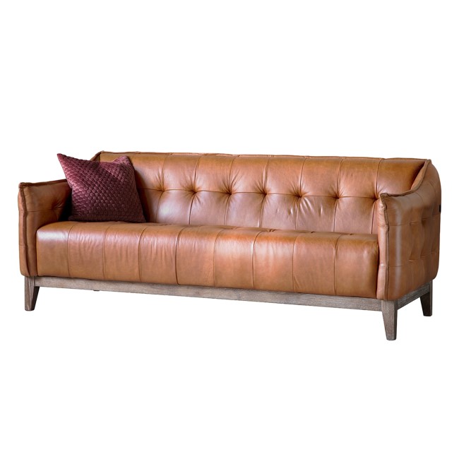 Brown Leather Ecclestone Sofa - Caspian House