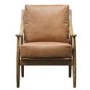 Brown Leather Mid Century Accent Chair with Wood Frame - Caspian House