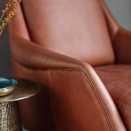 Brompton Accent Chair in Brown Leather - Caspian House