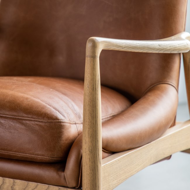 Carrera Accent Chair in Brown Leather - Caspian House