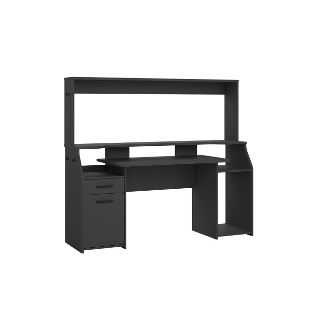 Black Gaming Desk with 1 Door and 1 Drawer - Function Plus 