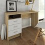 Oak Desk with 3 Drawers in White - Function Plus 