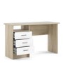 Oak Desk with 3 Drawers in White - Function Plus 