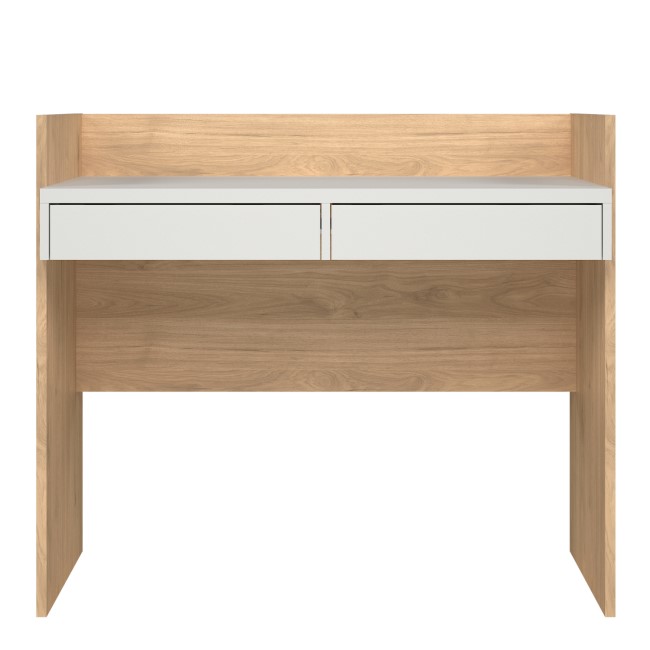 Oak & White Desk with Drawers - Function Plus 