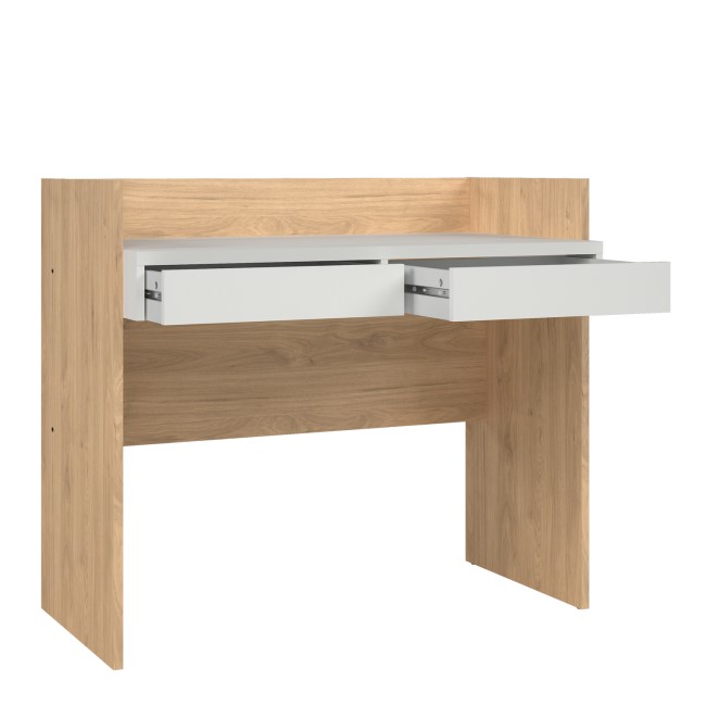 Oak & White Desk with Drawers - Function Plus 