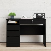 Black Oak Desk with Drawers - Function Plus 