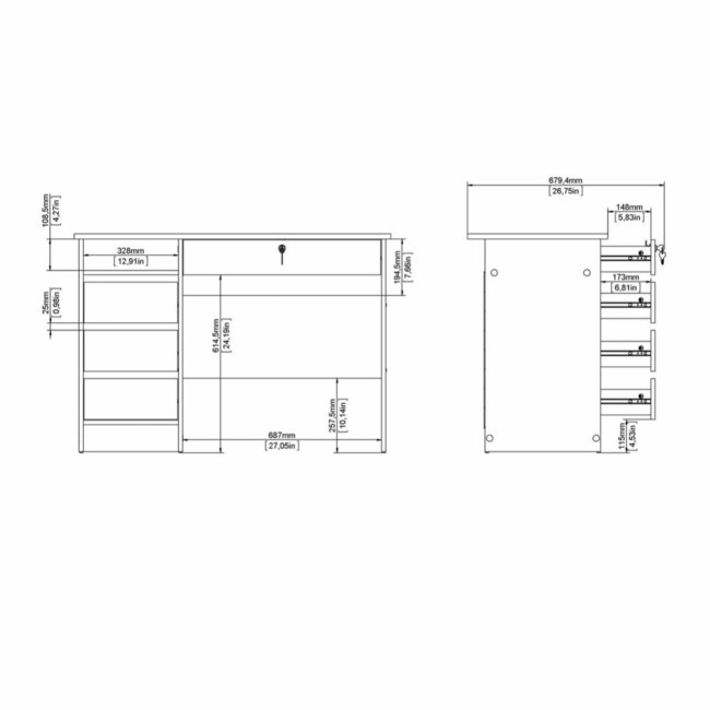 Oak Desk with Drawers - Function Plus 