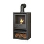 OKO S1 Bio Ethanol Stove with Log Storage in Charcoal Grey & Angled Stove Pipe - Adam