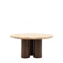 Round Travertine Coffee Table with Mango wood Legs - Trevi - Caspian House 