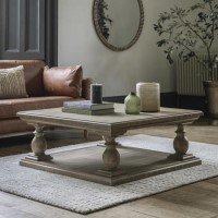 Square Pine Pedestal Coffee Table with Storage - Vancouver - Caspian House