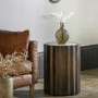 Mango Wood Side Table with Travertine Top - Cascia - Caspian House