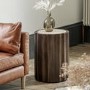 Mango Wood Side Table with Travertine Top - Cascia - Caspian House