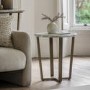 Marble Effect Green Round Side Table with Brass Legs - Lusso - Caspian House 