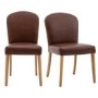 Set of 2 Brown Leather Dining Chairs - Hinton - Caspian House