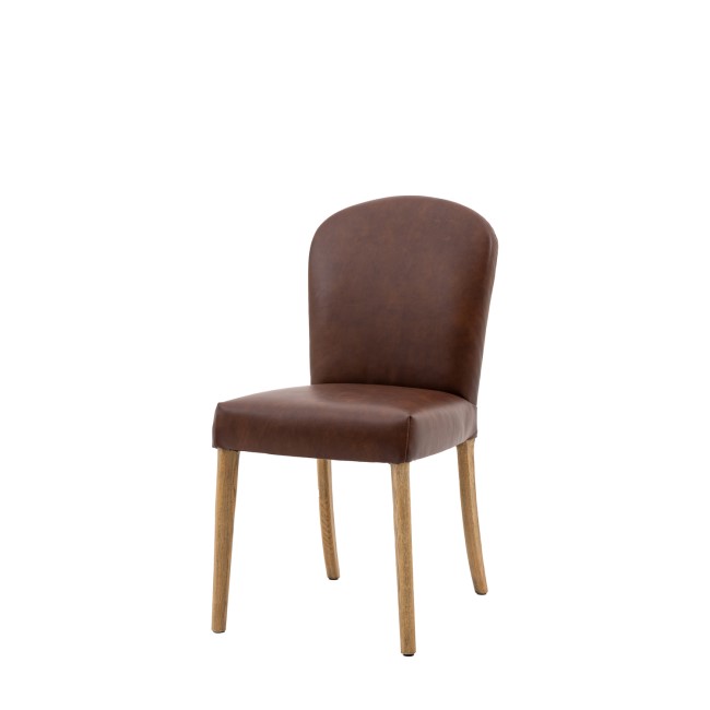 Set of 2 Brown Leather Dining Chairs - Hinton - Caspian House