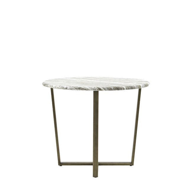 Marble Effect Green Round Dining Table with Brass Legs - Lusso - Caspian House 