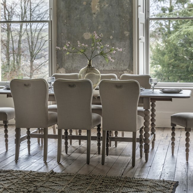 Large Oak Extendable Dining Table with Bobbin Detail seats 8 - Artisan - Caspian House 