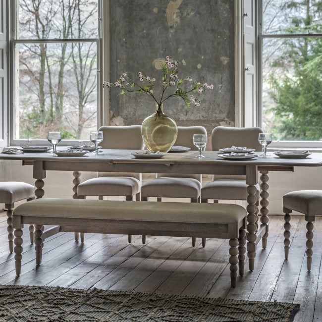 Large Oak Extendable Dining Table with Bobbin Detail seats 8 - Artisan - Caspian House 