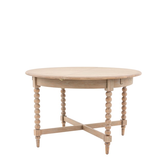 Round Oak Extendable Dining Table with Bobbin Detail seats 6 - Artisan - Caspian House 