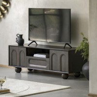 Mango wood Tv Unit with Ball Feet - Arc - Caspian House 