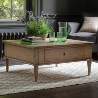 Wooden Farmhouse Coffee Table with 2 Drawers Maverick- Caspian House 