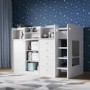 Junior High Sleeper Bed with Wardrobe Storage in White - Wizard - Flair