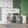 High Sleeper Bed with Desk Wardrobe Storage and Stairs in White - Stepaside - Flair