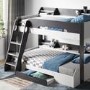 Grey Triple Sleeper Bunk Bed With Storage Drawer - Flick - Flair