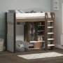 High Sleeper Bed with Wardrobe Storage in White and Walnut - Hampton - Flair