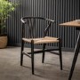 Set of 2 Wishbone back Black Dining Chairs -Sloan - Capian House