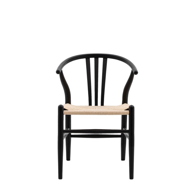 Set of 2 Wishbone back Black Dining Chairs -Sloan - Capian House