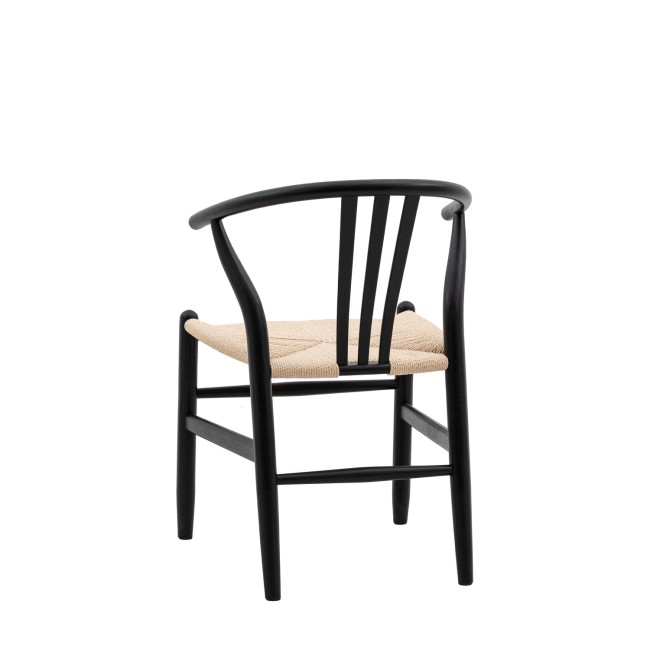 Set of 2 Wishbone back Black Dining Chairs -Sloan - Capian House