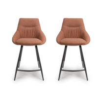 Set of 2 Orange Kitchen Stools with Backs - Lara