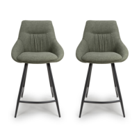 Set of 2 Green Kitchen Stools with Backs - Lara