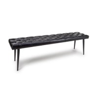 Real Leather Black Dining Bench - Jaxson