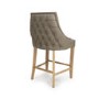 Taupe Faux Leather Kitchen Stool with Back and Oak Legs - Kya