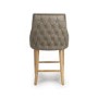 Taupe Faux Leather Kitchen Stool with Back and Oak Legs - Kya