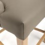 Taupe Faux Leather Kitchen Stool with Back and Oak Legs - Kya